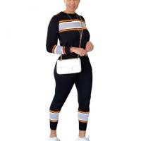 Polyester Ensemble occasionnel de femmes Pantalon long & Retour au début Imprimé Rayé plus de couleurs pour le choix Ensemble