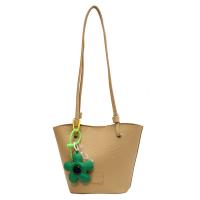 PU Leather Easy Matching Shoulder Bag with hanging ornament & large capacity Solid PC