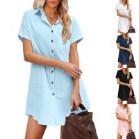 Cotton Slim Shirt Dress patchwork Solid PC