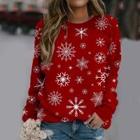 Polyester Women Sweatshirts christmas design & loose printed PC