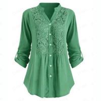 Polyester Women Long Sleeve Shirt & loose patchwork Solid PC