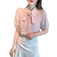 Chiffon Women Short Sleeve Shirt & loose Solid PC