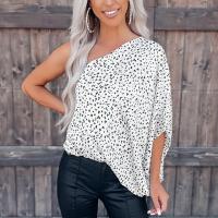 Polyester Lady One Schulter Top, Gedruckt, Leopard, Weiß,  Stück