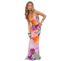 Polyester Einteiliges Kleid, Gedruckt, Floral, mehr Farben zur Auswahl,  Stück