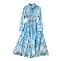 Tissu mixte Robe d’une seule pièce Imprimé Floral Bleu pièce