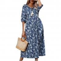 Rayon Robe d’une seule pièce Imprimé Floral Bleu marine pièce