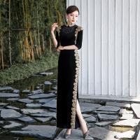 Pleuche Slim & Plus Size Women Cheongsam side slit iron-on PC