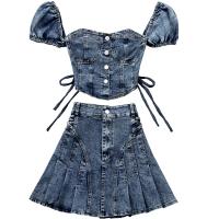 Denim Frauen Casual Set, Blau,  Stück