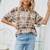 Polyester Women Short Sleeve T-Shirts & loose Tie-dye PC