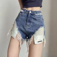 Cotton High Waist Shorts patchwork blue PC