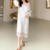 Polyester Sleep Dress loose patchwork white : PC