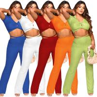 Polyester Ensemble occasionnel de femmes Pantalon & Retour au début Patchwork Solide plus de couleurs pour le choix Ensemble