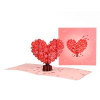 Paper 3D Manual Greeting Cards for gift giving heart pattern pink PC