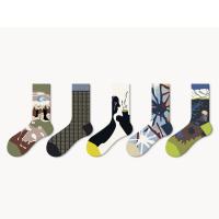 Gekämmte Baumwolle Kurze Tube Socken,  Gekämmte Baumwolle, Gedruckt, mehr Farben zur Auswahl, :, 5Paare/Viel,  Viel