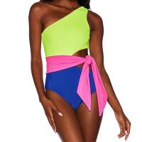 Polyester Monokini Patchwork Solide couleurs mixtes pièce