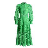 Polyester Robe d’une seule pièce Broder Floral Vert pièce