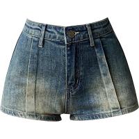 Denim High Waist Women Hot Pant Solid blue PC