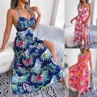 Polyester High Waist Beach Dress backless printed PC