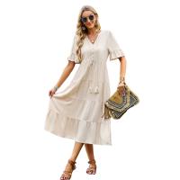 Viscose Fiber Soft One-piece Dress & loose Solid PC