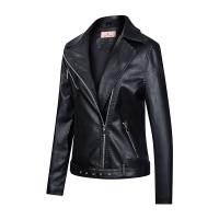 PU Leather Motorcycle Jackets slimming patchwork Solid PC