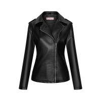 PU Leather Motorcycle Jackets slimming patchwork Solid PC