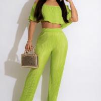 Polyester Ensemble occasionnel de femmes Pantalon long & Retour au début Solide plus de couleurs pour le choix Ensemble