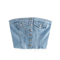 Denim Tube Top Solide Blauwe stuk