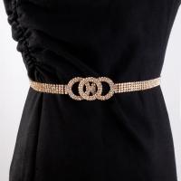 Zinc Alloy Easy Matching Waist Chain flexible length & with rhinestone gold color plated PC