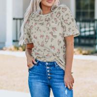 Polyester Women Short Sleeve T-Shirts & loose printed leopard PC