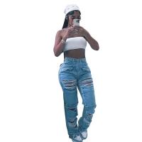 Polyester Jeans femmes Solide bleu ciel pièce