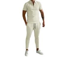 Polyester Ensemble occasionnel d’hommes Pantalon long & T-shirts à manches courtes Solide plus de couleurs pour le choix Ensemble