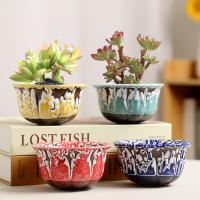 Porcelain Flower Pot corrosion proof & four piece handmade mixed colors Set