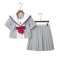 Polyester Vrouwen Sailor Kostuum Lappendeken Solide Grijs Instellen