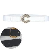 PU Leather & Zinc Alloy & Nylon & Polyester Easy Matching Fashion Belt flexible & with rhinestone PC