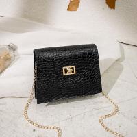 PU Leather Shoulder Bag with chain & soft surface crocodile grain PC