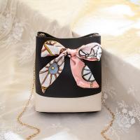 PU Leather with silk scarf & Bucket Bag Crossbody Bag PC