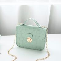 PU Leather Handbag with chain & soft surface crocodile grain PC