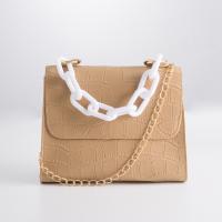 PU Leather Handbag with chain & soft surface crocodile grain PC