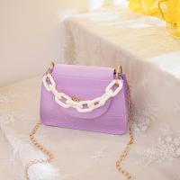 PU Leather Handbag with chain & soft surface crocodile grain PC