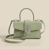 PU Leather Handbag soft surface & attached with hanging strap crocodile grain PC