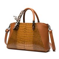 PU Leather Anti-deformation Handbag large capacity & hardwearing & attached with hanging strap crocodile grain PC