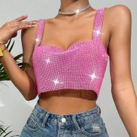 Metal Crop Top Sleeveless Nightclub Top backless & off shoulder Solid : PC