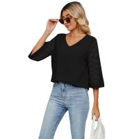 Chiffon Slim Women Three Quarter Sleeve Blouses & loose patchwork Solid PC