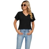 Cotton Slim Women Short Sleeve T-Shirts patchwork Solid PC