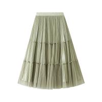 Polyester High Waist Skirt large hem design patchwork Solid : PC