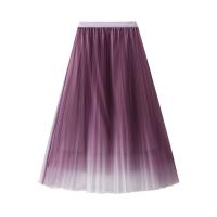 Polyester High Waist Skirt large hem design patchwork Solid : PC