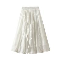 Polyester High Waist Skirt large hem design patchwork Solid : PC