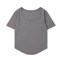 Viscose Fiber Slim Women Short Sleeve T-Shirts patchwork Solid PC