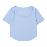 Algodón Mujeres Camisetas de manga corta, labor de retazos, Sólido, más colores para elegir,  trozo