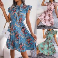 Polyester Waist-controlled One-piece Dress printed PC